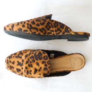 A New Day Women 6 Mabel Microsuede Square Toe Leopard Print Mules
